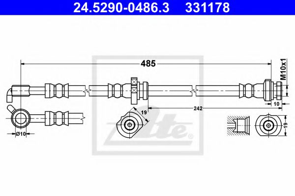 24.5290-0486.3 ATE Brake System Brake Hose