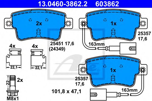 13.0460-3862.2 ATE Brake System Brake Pad Set, disc brake