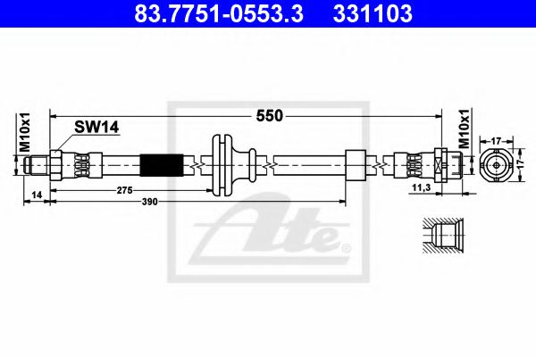 83.7751-0553.3 ATE Brake System Brake Hose