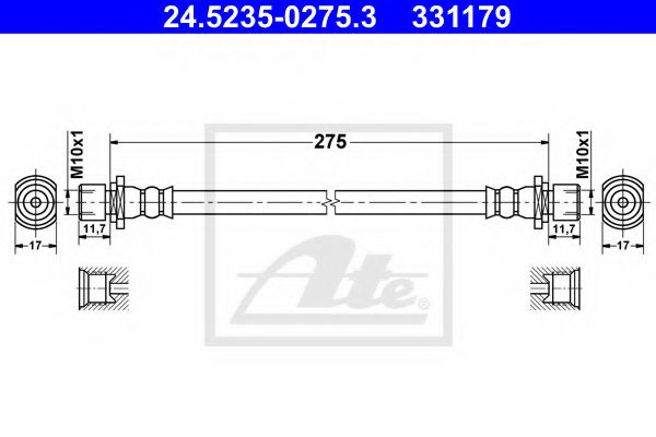 24.5235-0275.3 ATE Brake System Brake Hose