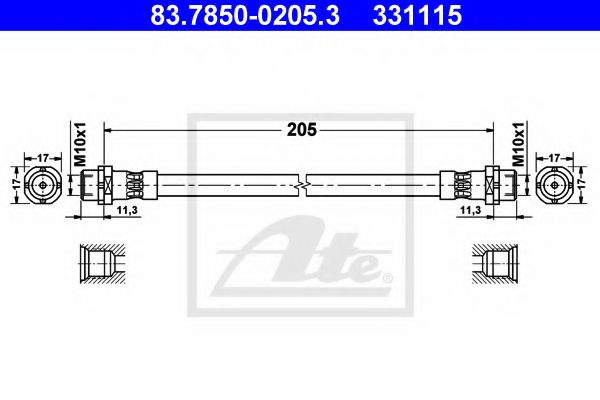 83.7850-0205.3 ATE Brake System Brake Hose