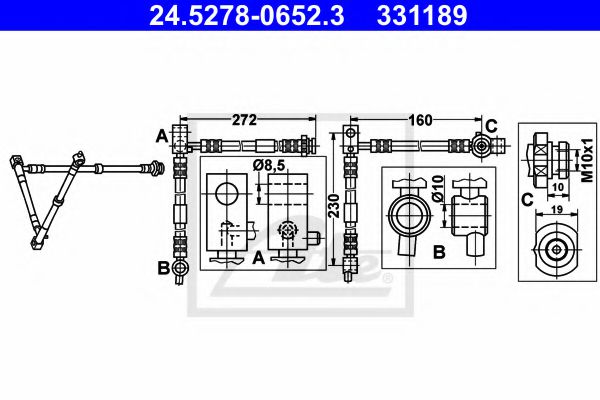 24.5278-0652.3 ATE Brake System Brake Hose