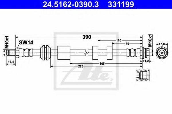 24.5162-0390.3 ATE Brake System Brake Hose