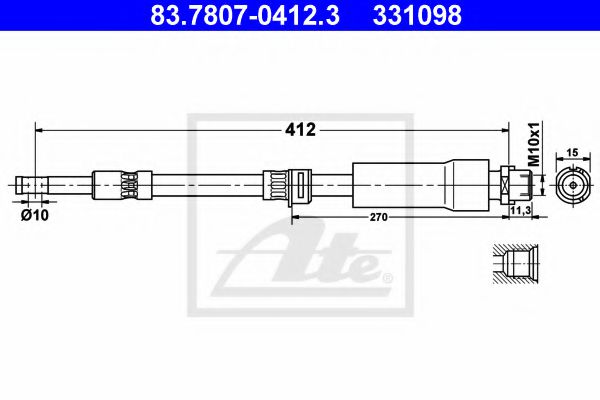 83.7807-0412.3 ATE Brake System Brake Hose