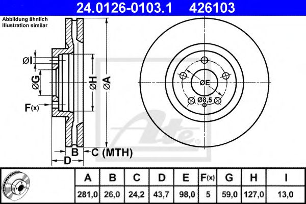 24.0126-0103.1 ATE Тормозная система Тормозной диск