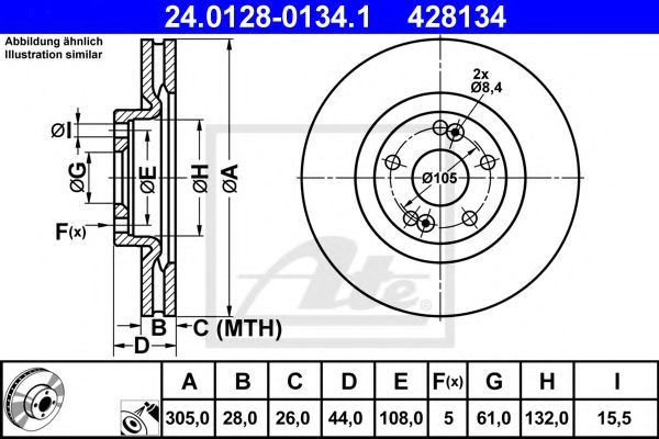 24.0128-0134.1 ATE Тормозная система Тормозной диск