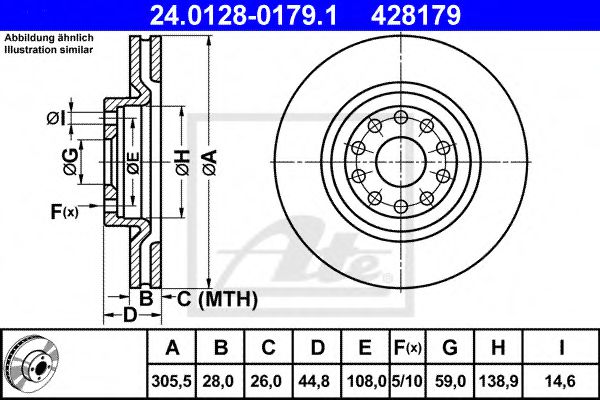 24.0128-0179.1 ATE Тормозная система Тормозной диск