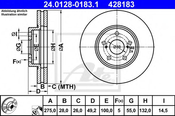 24.0128-0183.1 ATE Тормозная система Тормозной диск