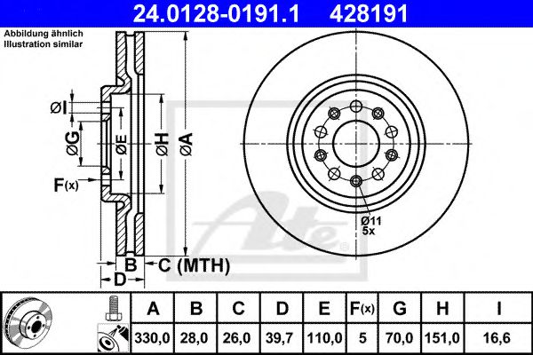24.0128-0191.1 ATE Тормозная система Тормозной диск