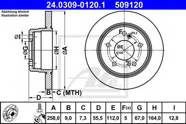 24.0309-0120.1 ATE Brake System Brake Disc
