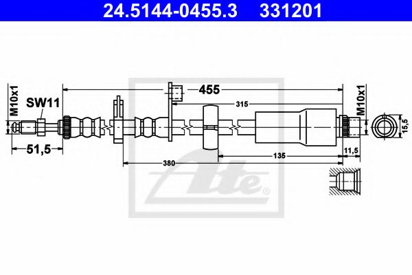 24.5144-0455.3 ATE Brake System Brake Hose