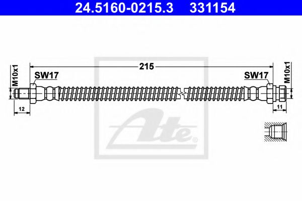 24.5160-0215.3 ATE Brake System Brake Hose