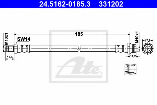 24.5162-0185.3 ATE Brake System Brake Hose