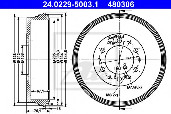 24.0229-5003.1 ATE Тормозная система Тормозной барабан
