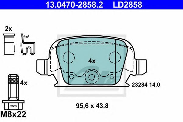 13.0470-2858.2 ATE Тормозная система Комплект тормозных колодок, дисковый тормоз
