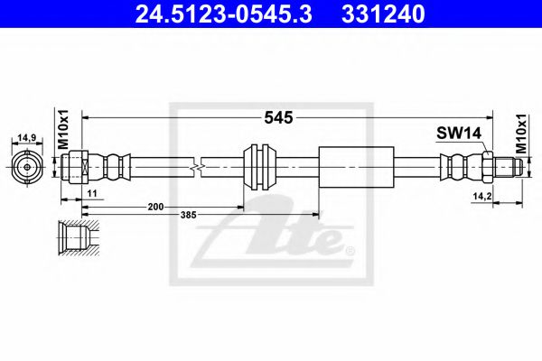 24.5123-0545.3 ATE Тормозная система Тормозной шланг