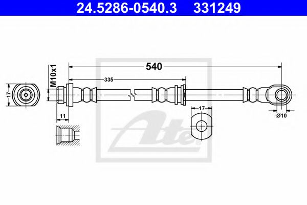 24.5286-0540.3 ATE Brake System Brake Hose