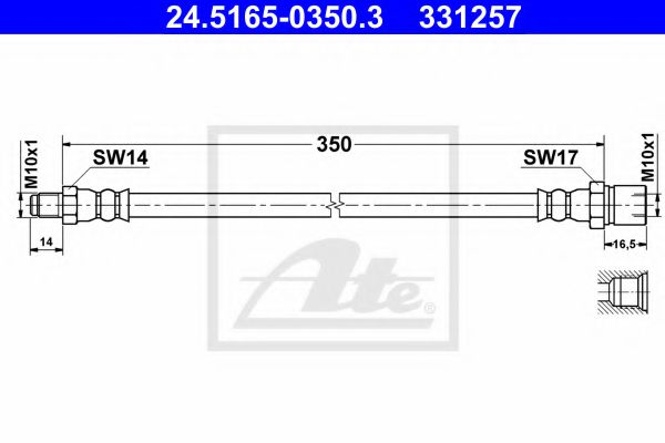 24.5165-0350.3 ATE Brake System Brake Hose