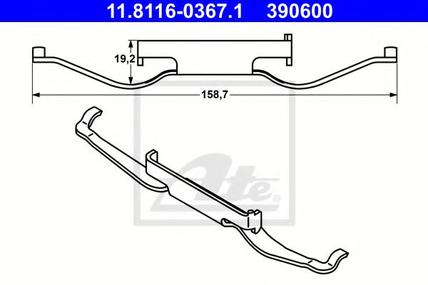 11.8116-0367.1 ATE Brake System Accessory Kit, disc brake pads