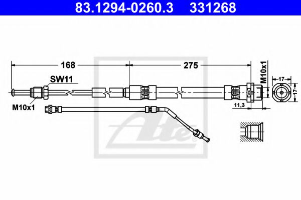 83.1294-0260.3 ATE Brake System Brake Hose