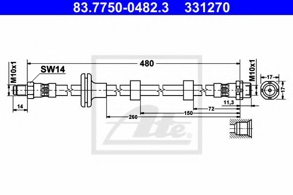 83.7750-0482.3 ATE Brake System Brake Hose