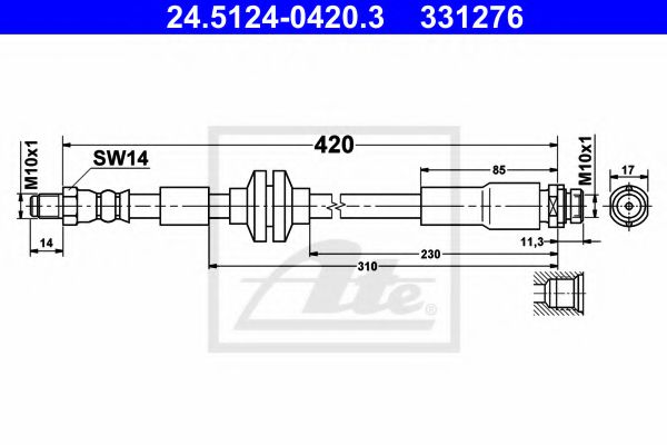 24.5124-0420.3 ATE Brake System Brake Hose