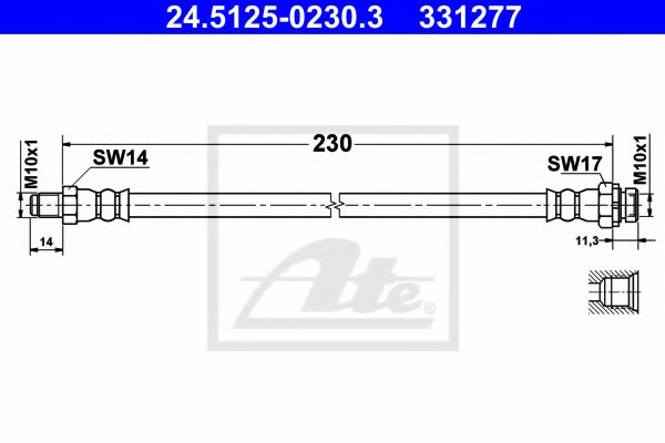 24.5125-0230.3 ATE Brake System Brake Hose
