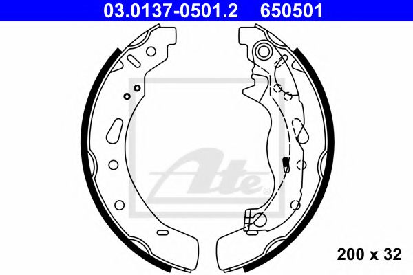 03.0137-0501.2 ATE Brake System Brake Shoe Set