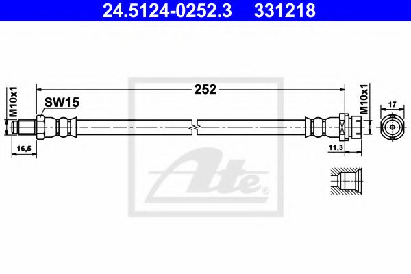 24.5124-0252.3 ATE Brake System Brake Hose