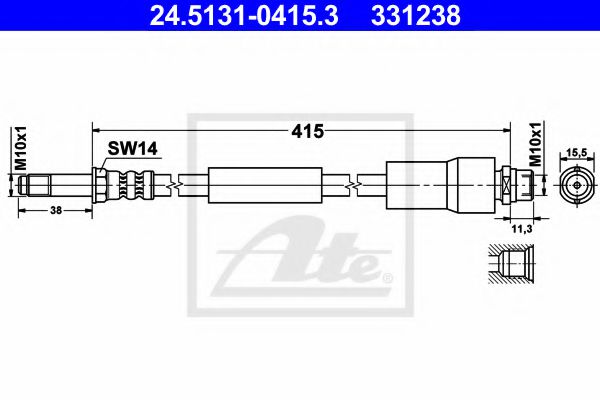24.5131-0415.3 ATE Brake System Brake Hose