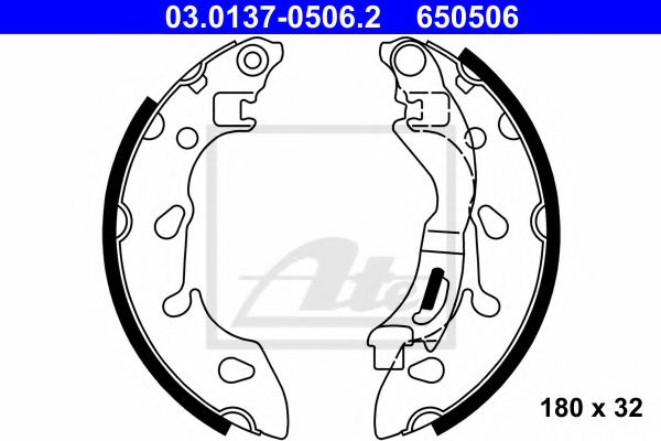 03.0137-0506.2 ATE Brake System Brake Shoe Set