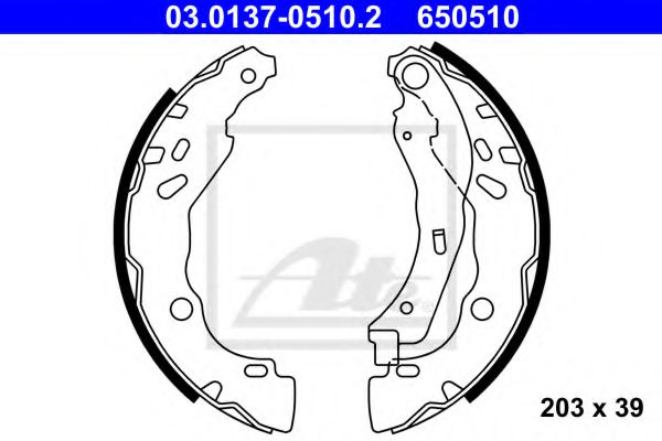 03.0137-0510.2 ATE Brake System Brake Shoe Set