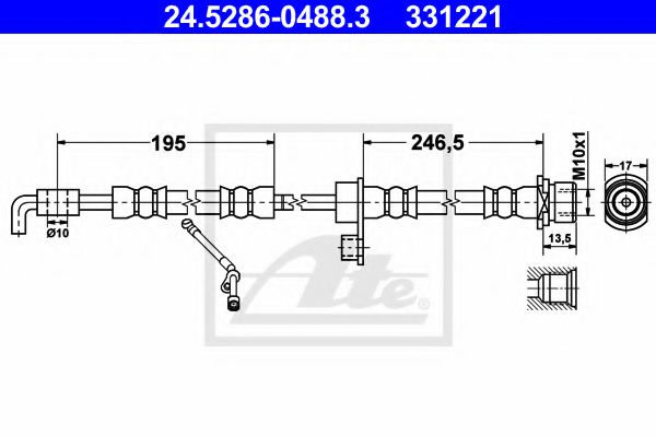 24.5286-0488.3 ATE Brake System Brake Hose