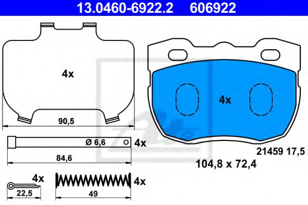13.0460-6922.2 ATE Brake Pad Set, disc brake