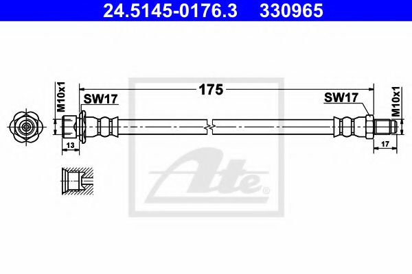 24.5145-0176.3 ATE Brake System Brake Hose