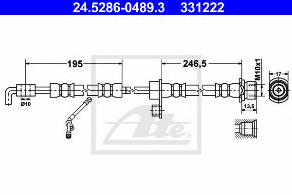 24.5286-0489.3 ATE Brake System Brake Hose