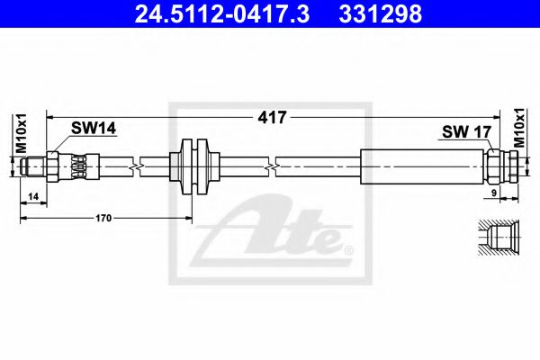 24.5112-0417.3 ATE Brake System Brake Hose