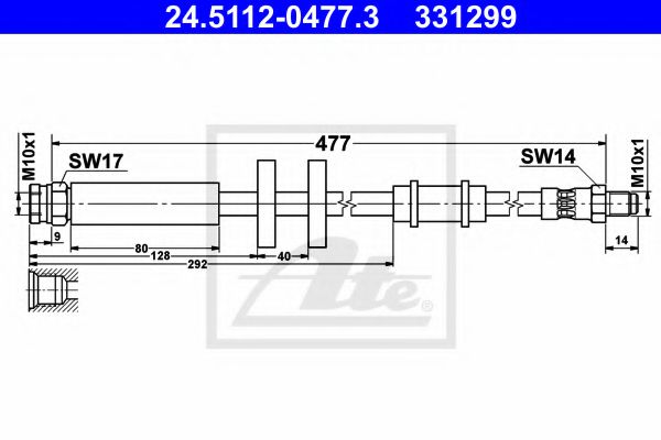 24.5112-0477.3 ATE Brake System Brake Hose