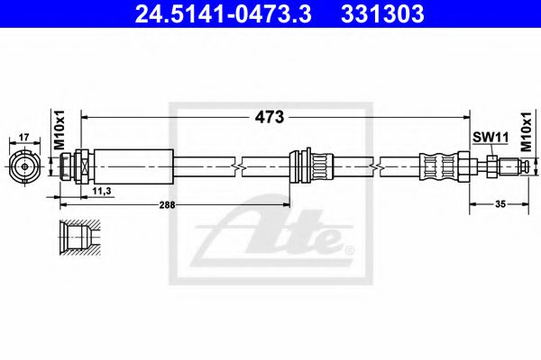 24.5141-0473.3 ATE Brake System Brake Hose