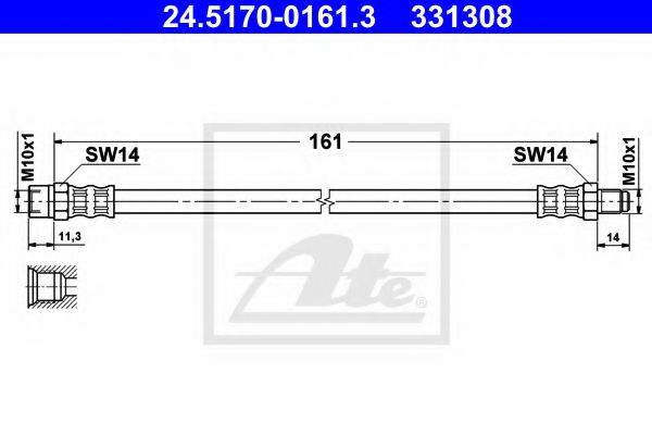24.5170-0161.3 ATE Brake System Brake Hose