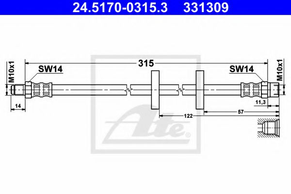 24.5170-0315.3 ATE Brake System Brake Hose