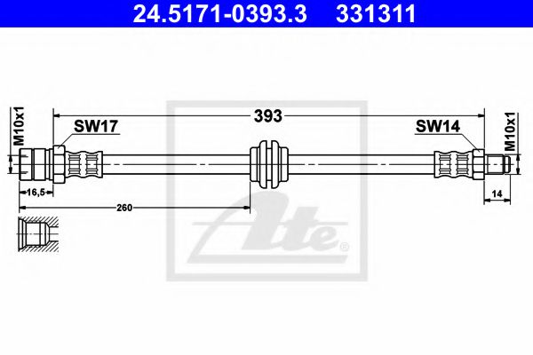 24.5171-0393.3 ATE Brake System Brake Hose