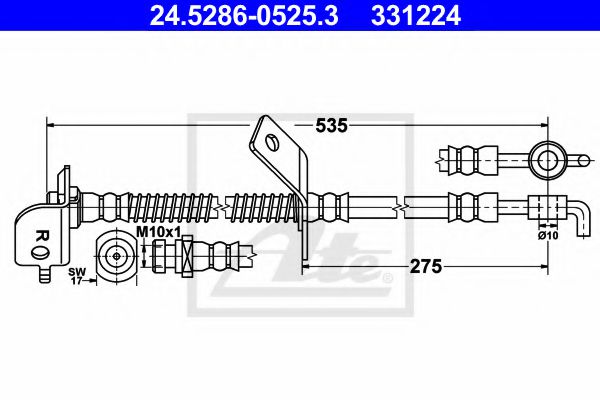 24.5286-0525.3 ATE Brake System Brake Hose