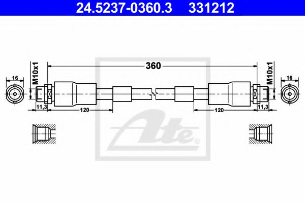 24.5237-0360.3 ATE Brake System Brake Hose