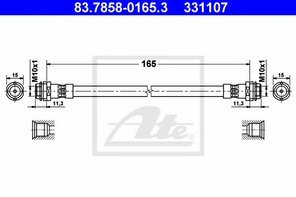 83.7858-0165.3 ATE Brake System Brake Hose