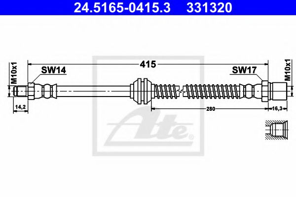 24.5165-0415.3 ATE Brake System Brake Hose