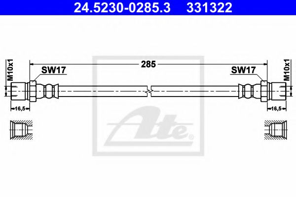 24.5230-0285.3 ATE Brake System Brake Hose