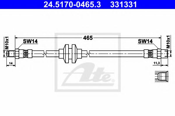 24.5170-0465.3 ATE Brake System Brake Hose