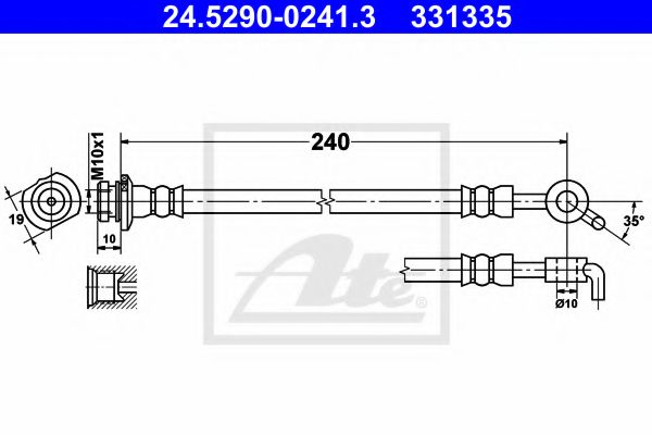 24.5290-0241.3 ATE Brake System Brake Hose