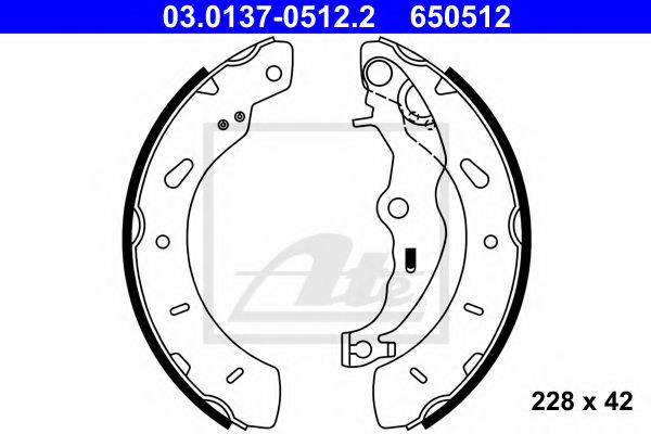 03.0137-0512.2 ATE Brake System Brake Shoe Set